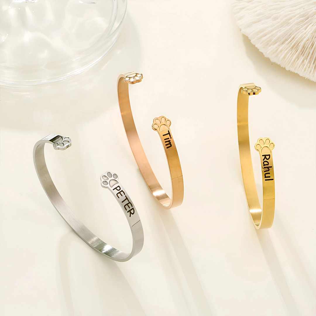 To My Furbaby in Heaven Paw print name custom bracelet