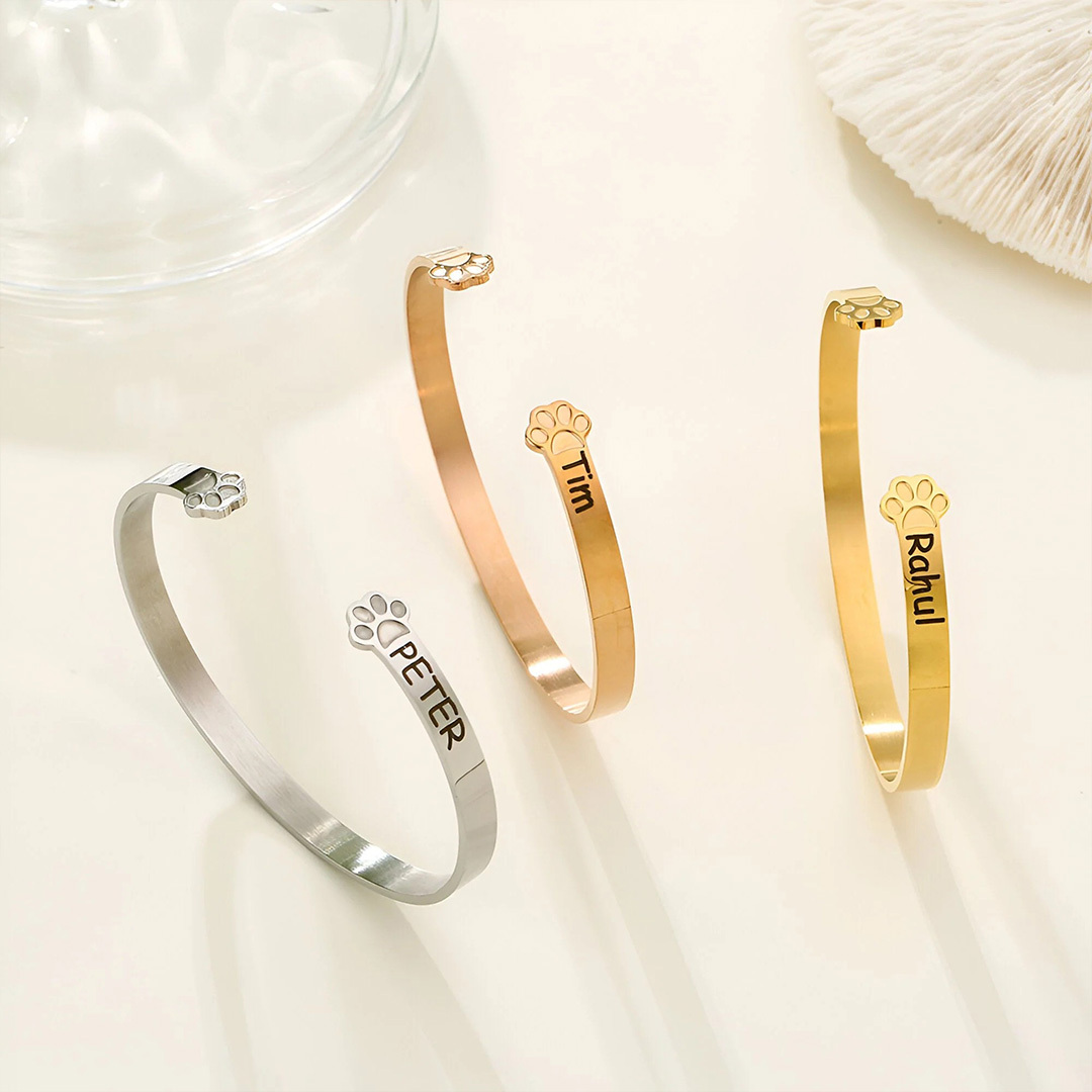 To My Furbaby in Heaven Paw print name custom bracelet