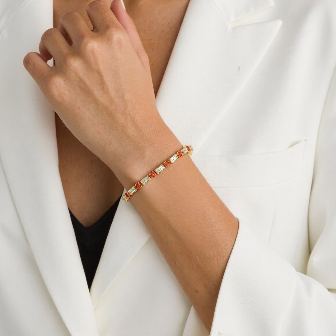 Multiple Sclerosis Awareness Orange Polka Dot Bar Bracelet