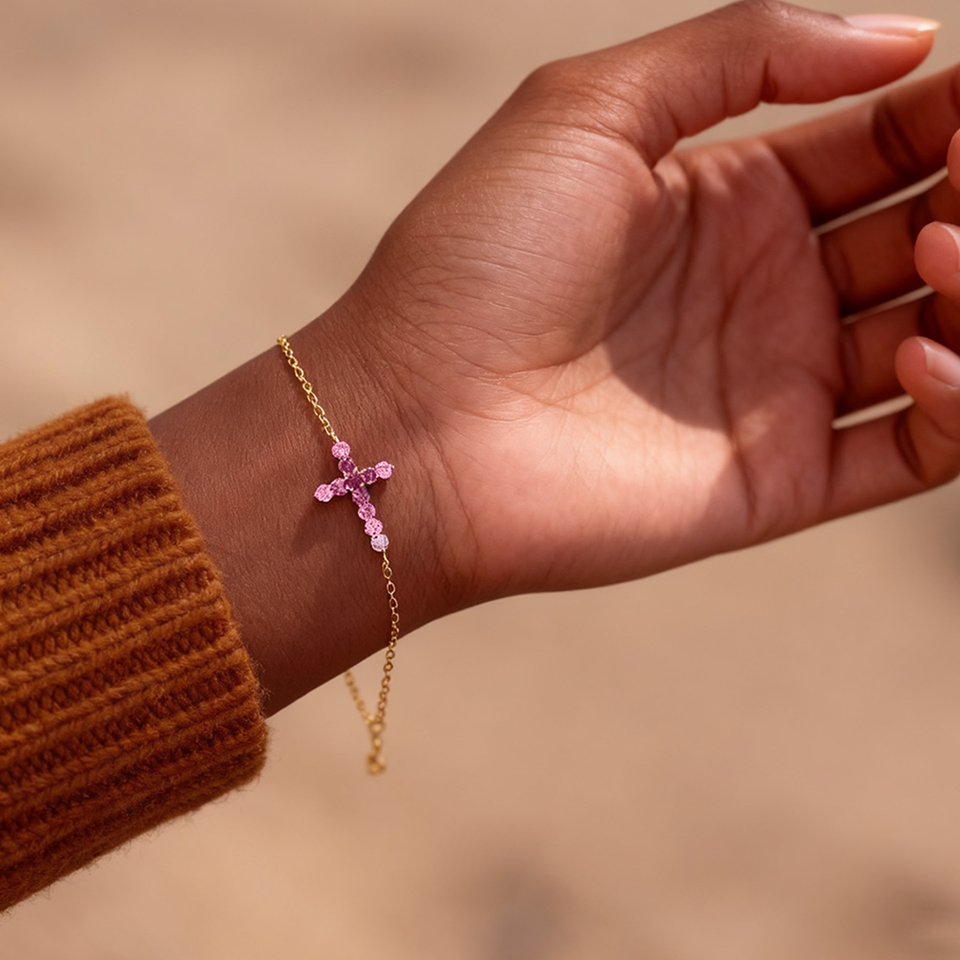 Breast Cancer Awareness-Pink Cross Bracelet