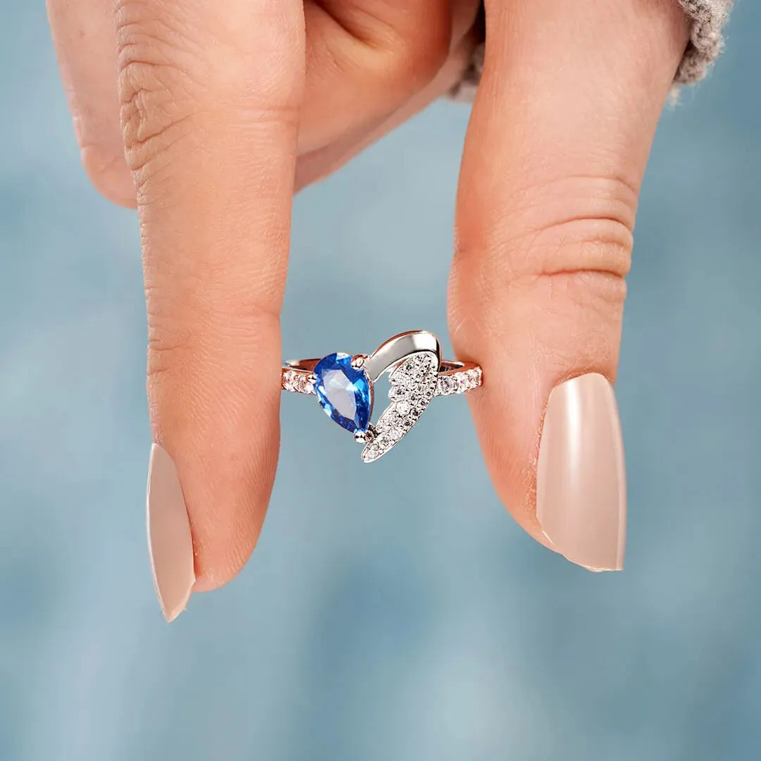 For Memorial - I  a wife to a husband with wings Heart Wings Ring