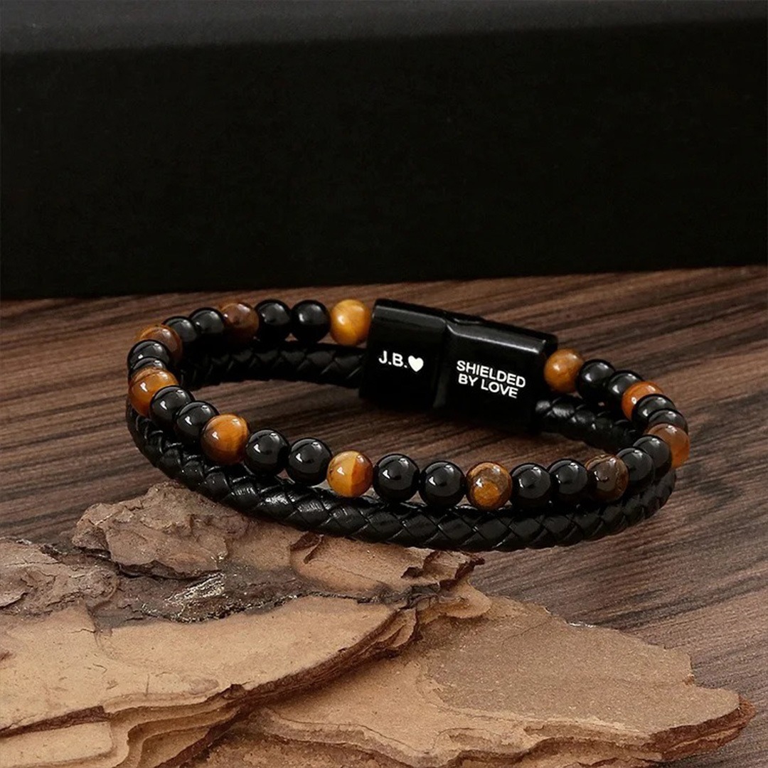 For Son - I'm Always With You Tiger Eye Protection Beaded Bracelet