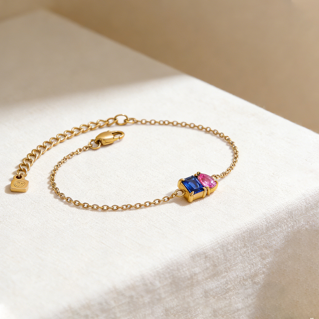 For Love -Irregular Two Birthstones Bracelet