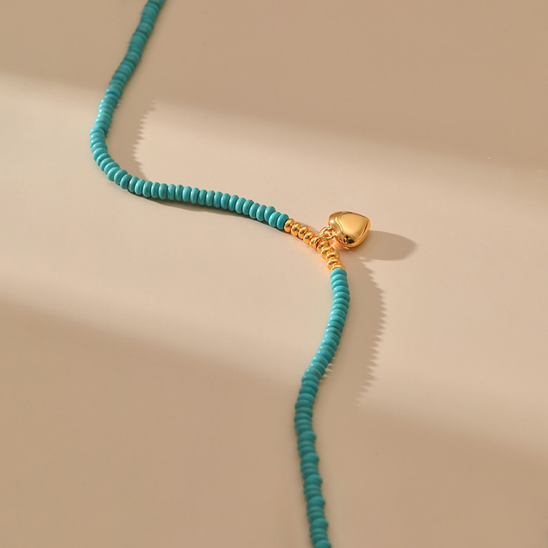 To My Granddaughter-Always keep me in your heart Turquoise Heart Necklace