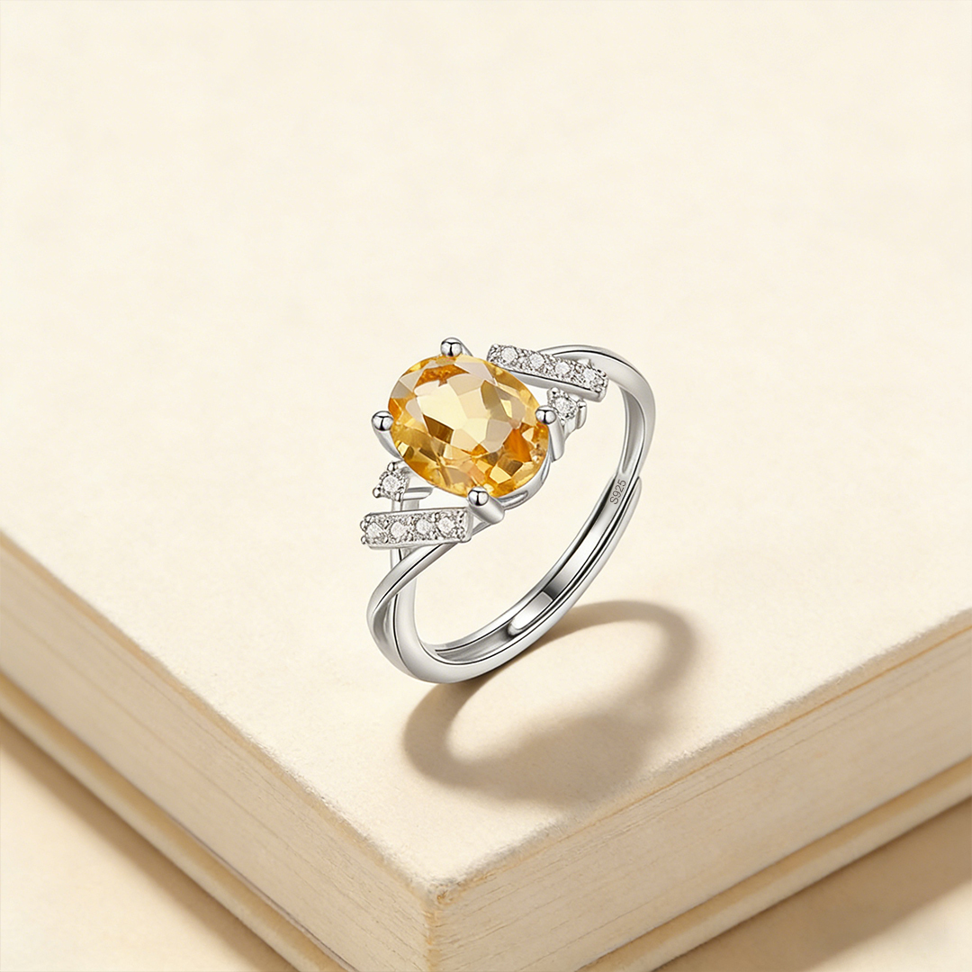 Endometriosis Awareness-Parallel Citrine Adjustable Ring