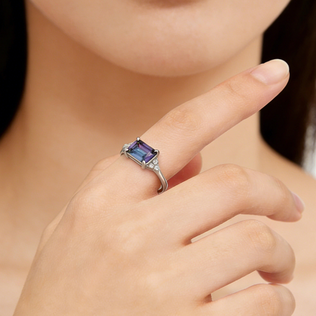 Colorectal Cancer Awareness-Blue Square Diamond Ring