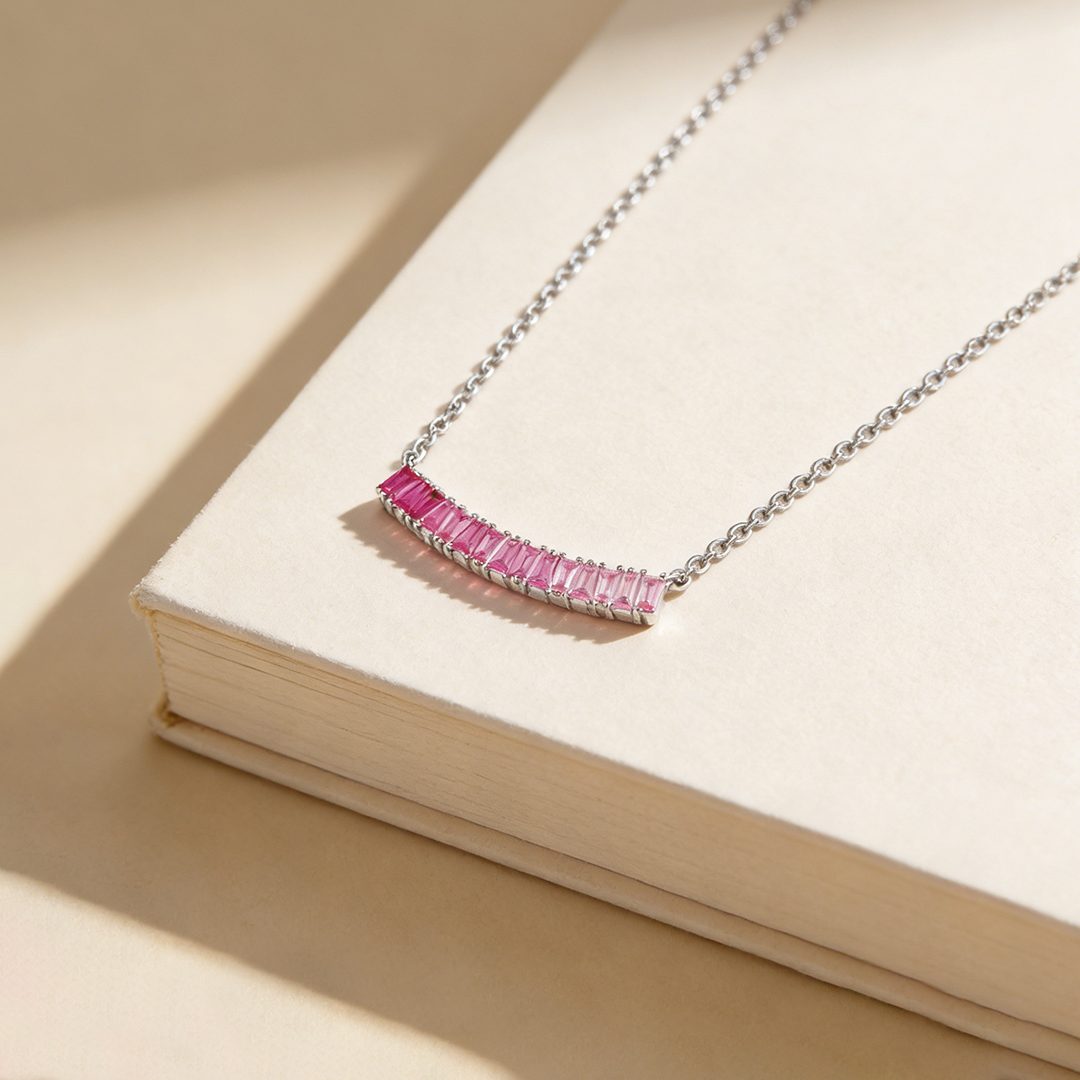 Breast Cancer Awareness-Pink Gradient Smiley Necklace