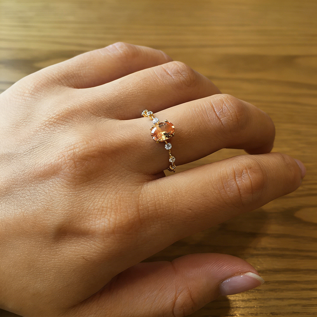 Multiple Sclerosis Awareness-Orange Three Stone Diamond Ring