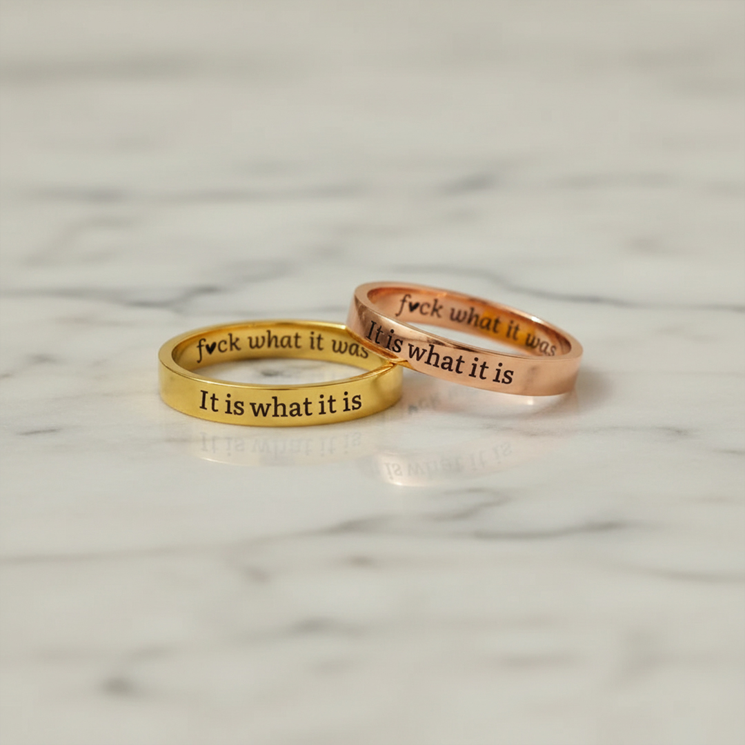 Fuck the Past Circle Engraved Ring