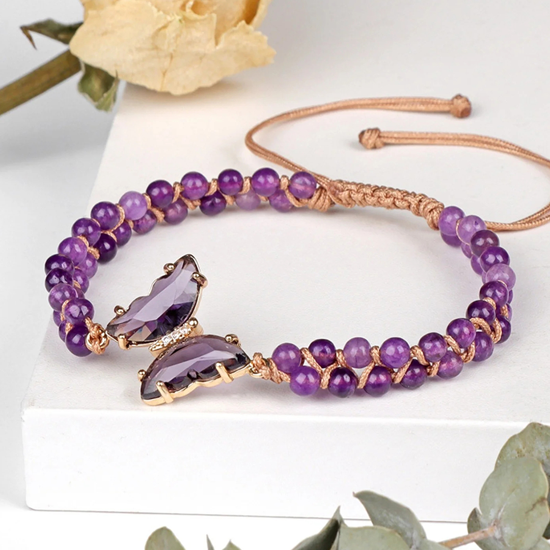 Alzheimer Dementia Awareness Butterfly Crystal Bracelet