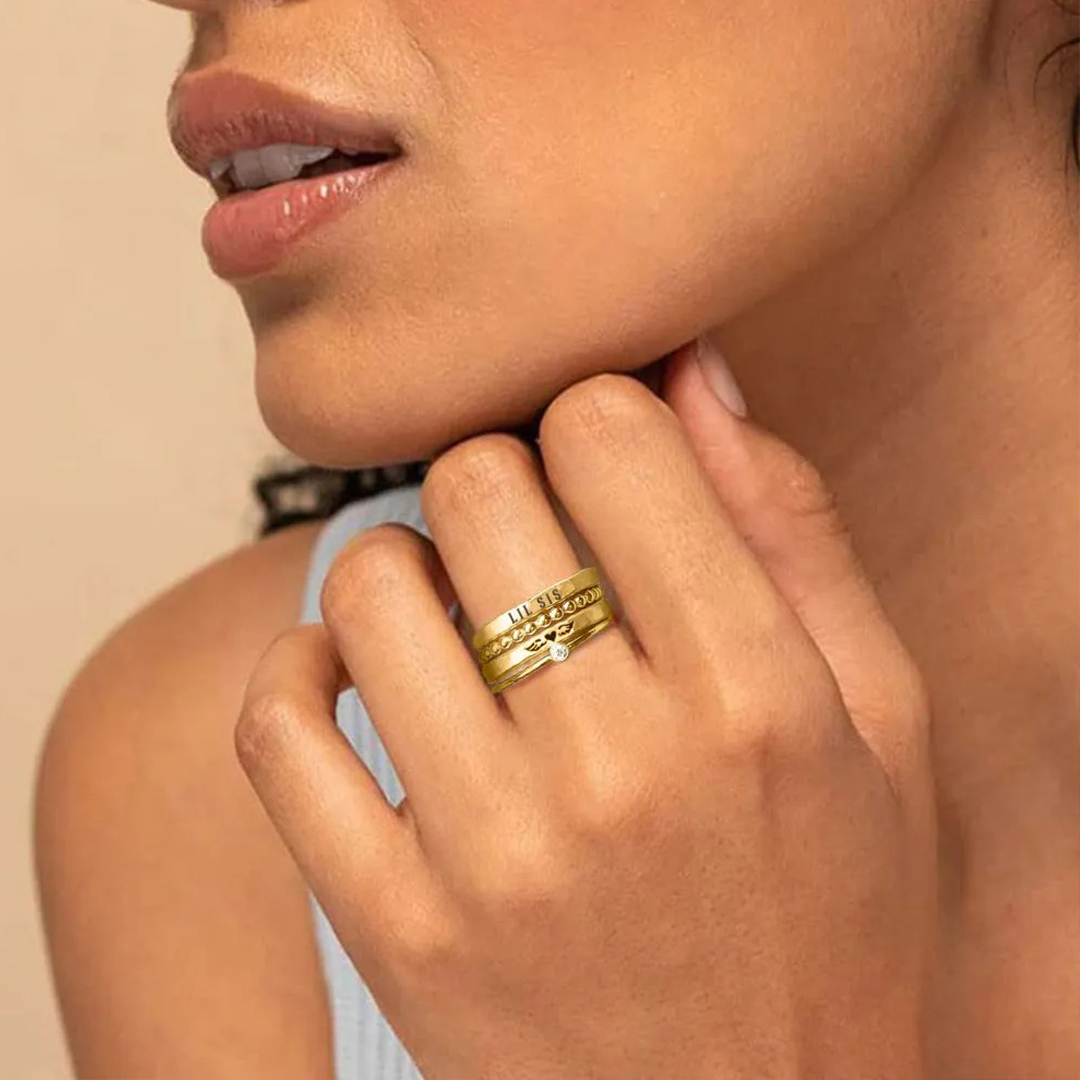 For Memorial son - Mama Of An Angel Custom Name Stacked Ring - 4 Rings Set