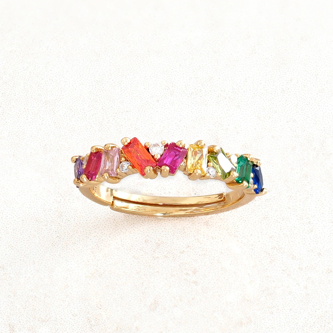 You Are the Rainbow of My Life  Colorful Crystal Ring