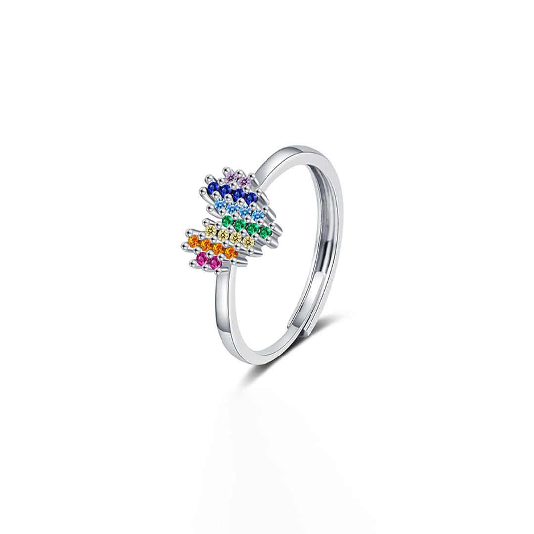 You Are the Rainbow of My Life Heart Rainbow Adjustable Ring