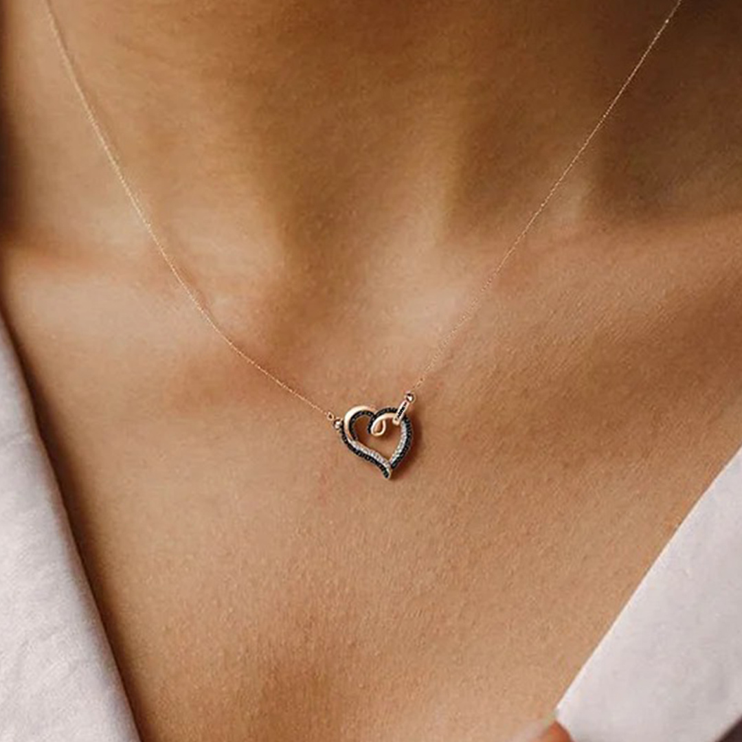 I am a mother to a son with wings-Black diamond heart name customized necklace