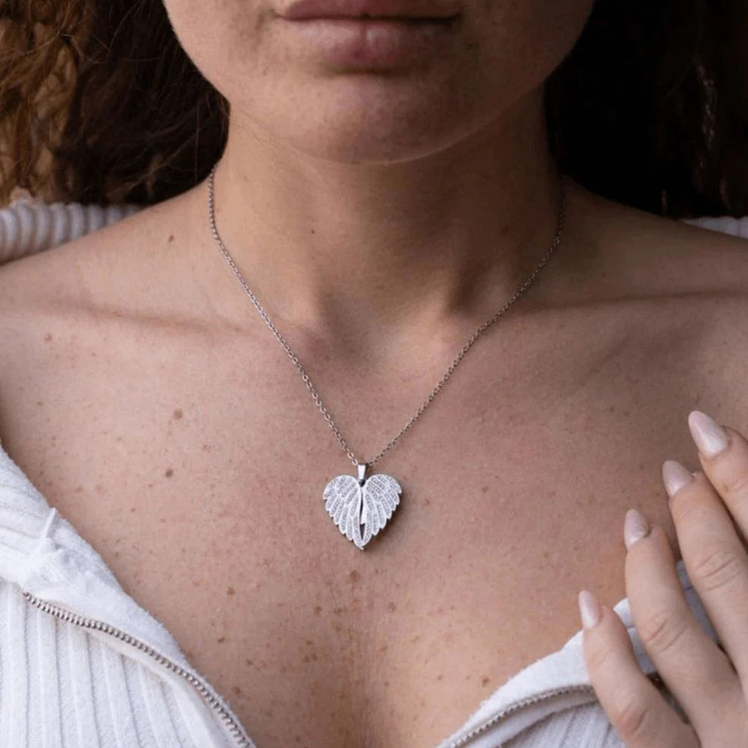 I am a mother to a son with wings-Custom Name Heart Wing Necklace