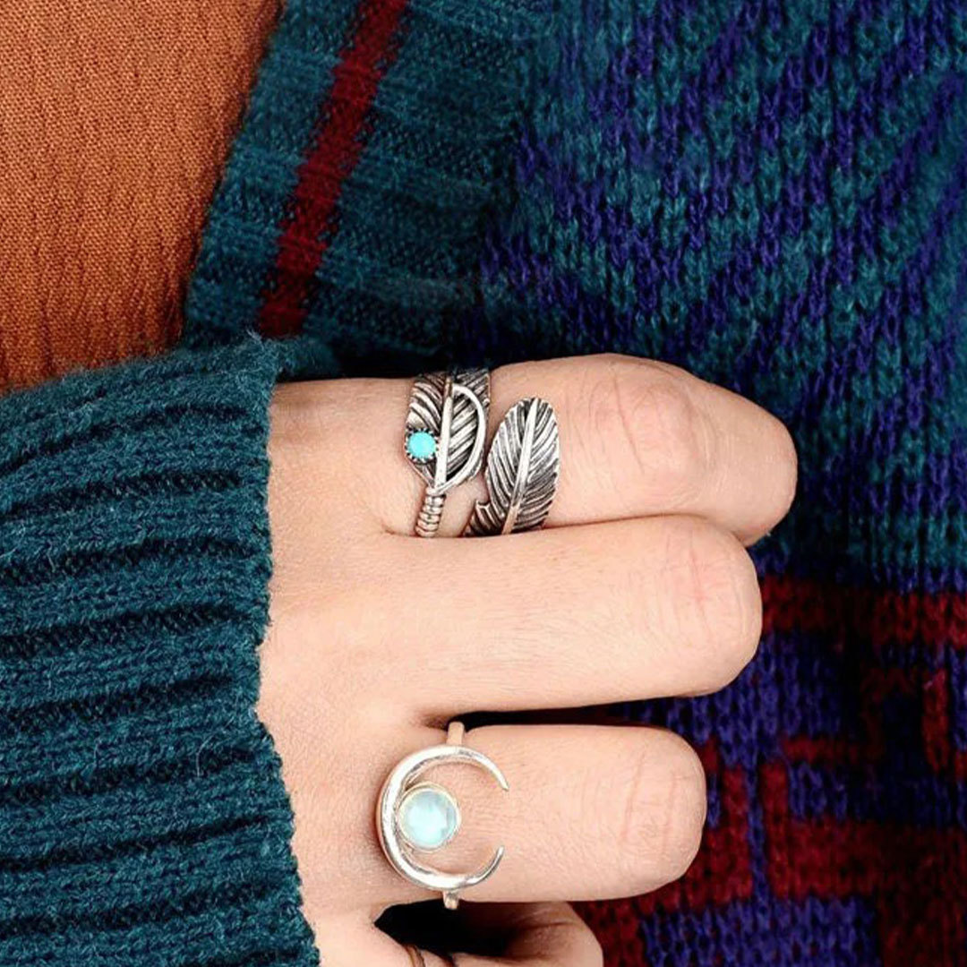 PTSD Awareness- Turquoise Feather Ring