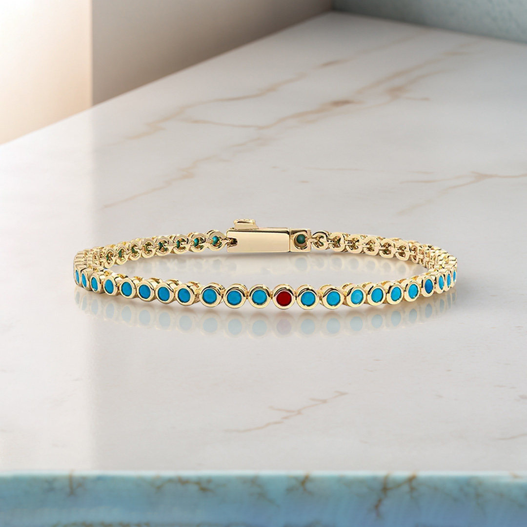 DIABETES AWARENESS Turquoise Tennis Bracelet
