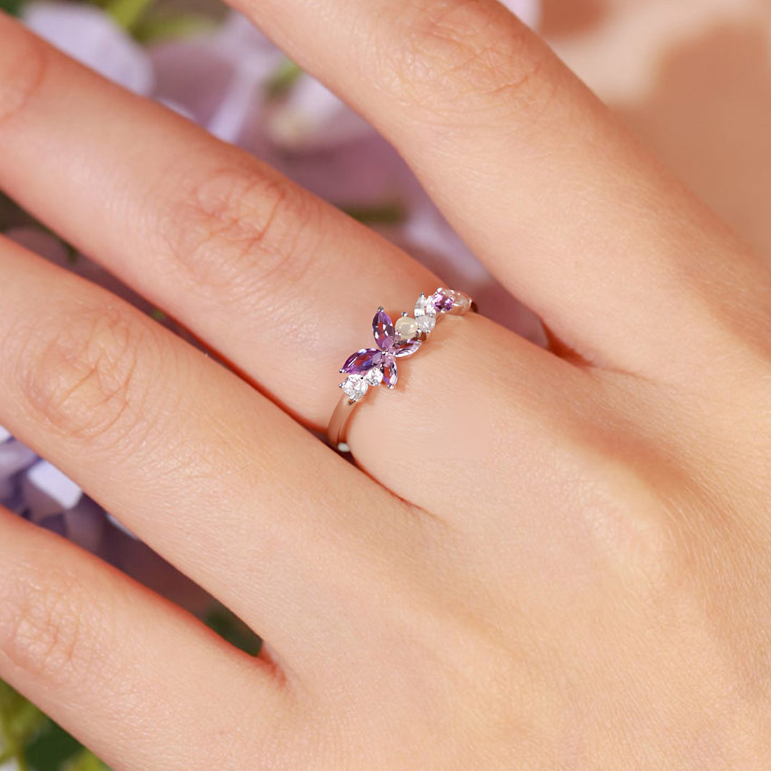 Alzheimer dementia awareness-Purple Butterfly Ring