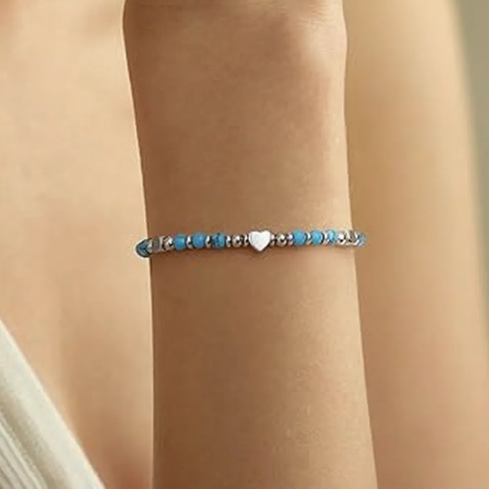To My Granddaughter-Turquoise Heart Bracelet