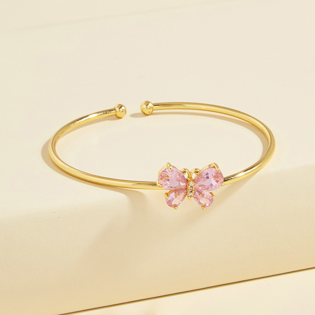 For memorial-Crystal Butterfly Open Bracelet