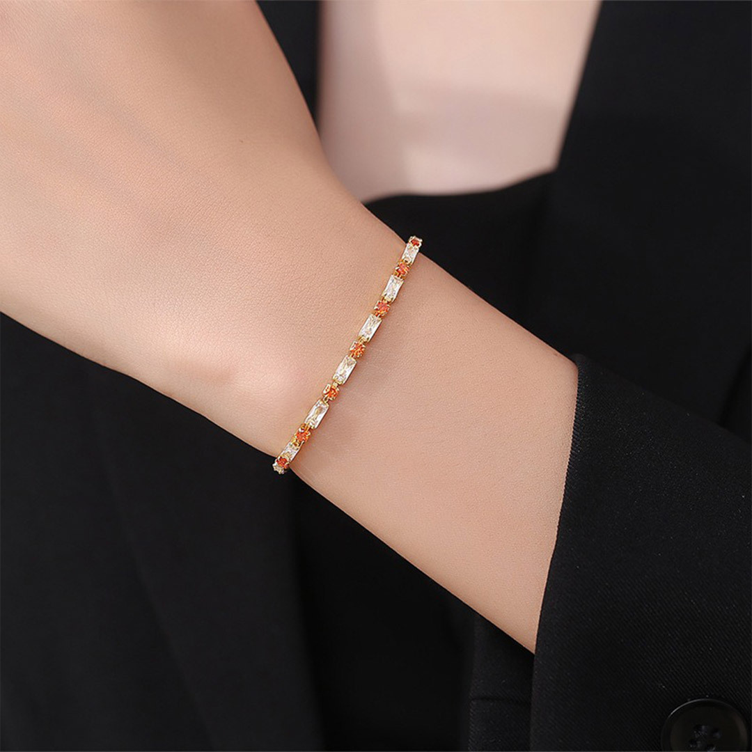 Multiple Sclerosis Awareness Orange Polka Dot Bar Bracelet