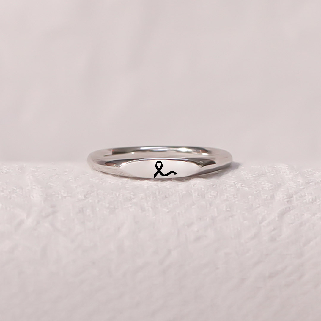 Breast Cancer Awareness-Support the fighters Thin ribbon ring