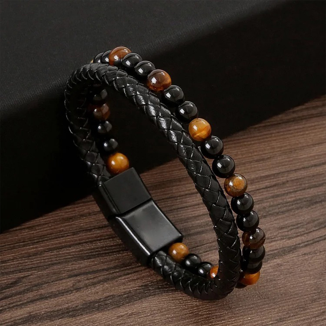 For Son - I'm Always With You Tiger Eye Protection Beaded Bracelet