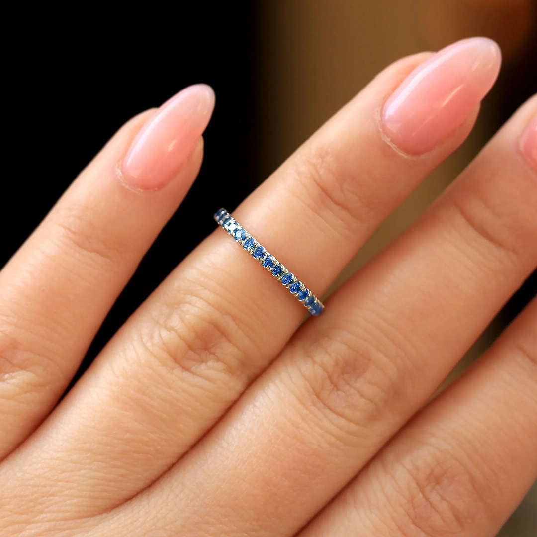 Blue Crushed Crystal Circle Ring