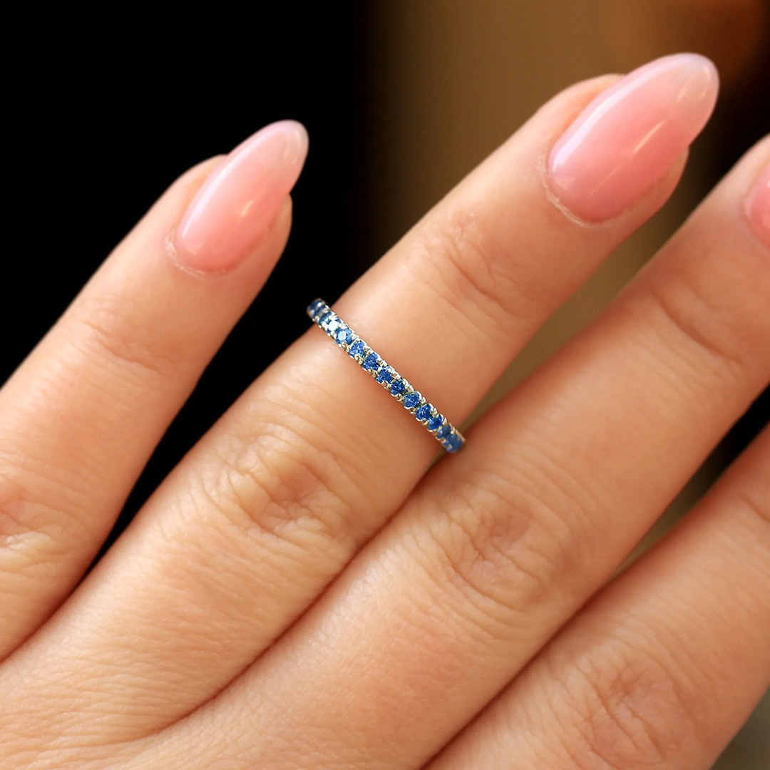 Blue Crushed Crystal Circle Ring