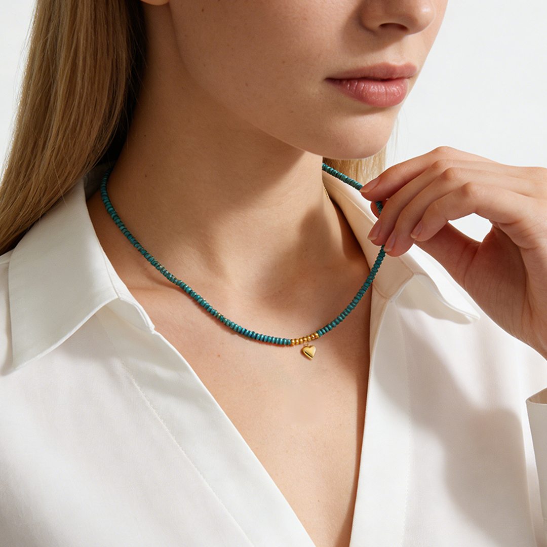 To My Granddaughter-Always keep me in your heart Turquoise Heart Necklace