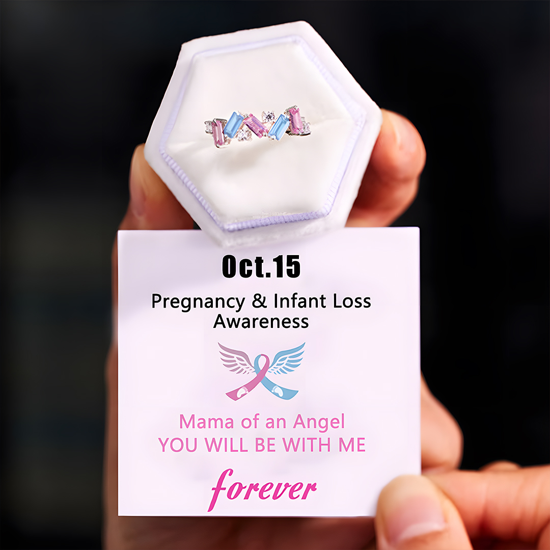 For Memorial - Mama Of An Angel Pink&Blue Broken Ring