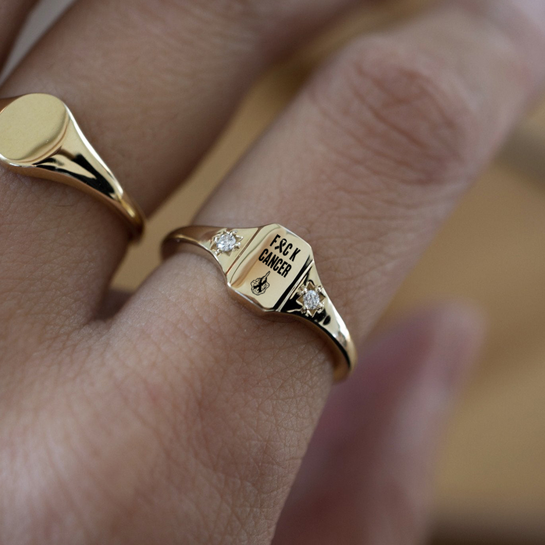 S925 FUCK Cancer Warrior Ring
