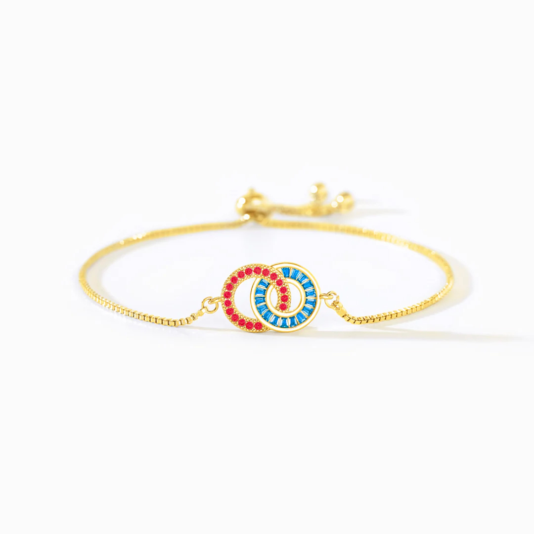 Red and Blue Birthstone Circle Bracelet