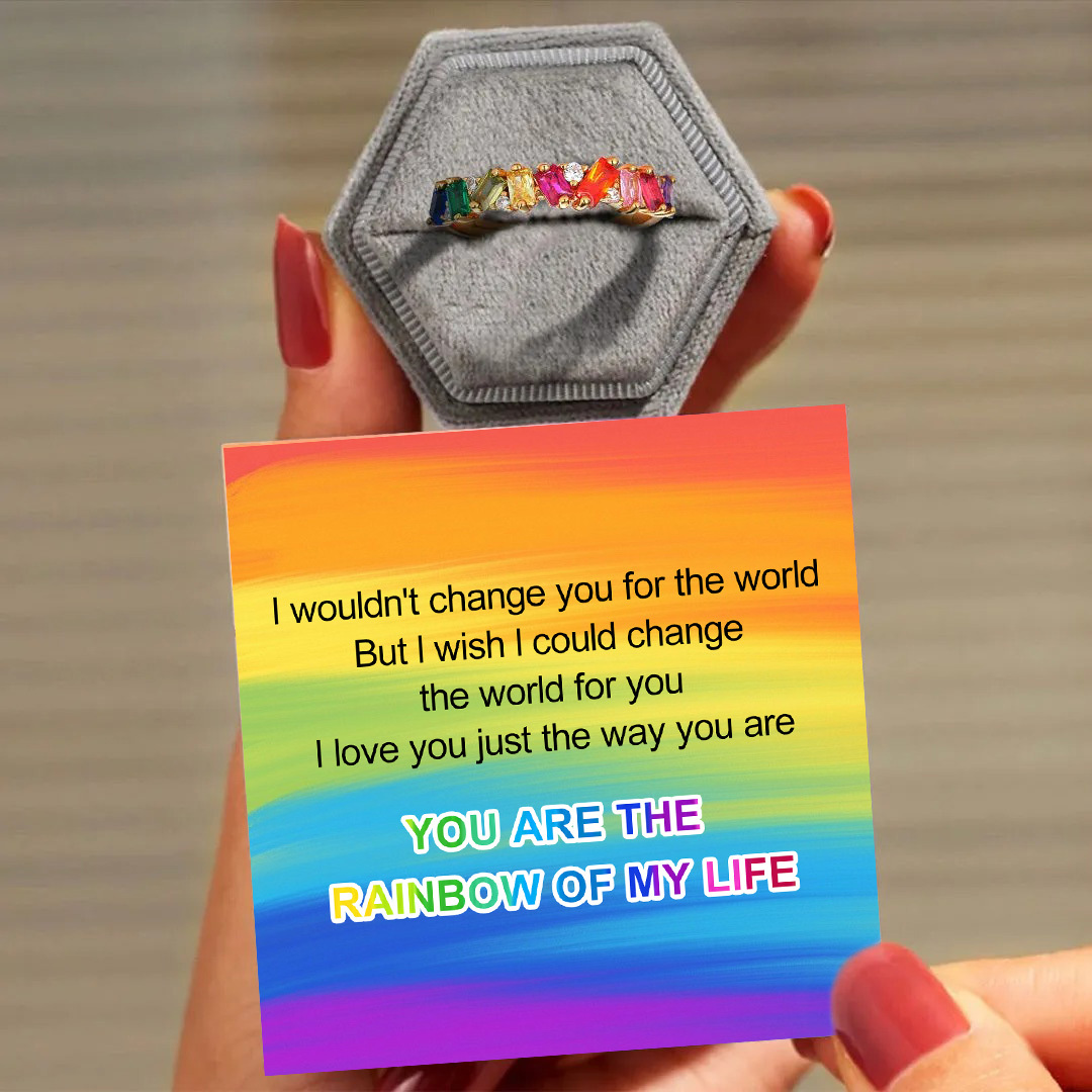 You Are the Rainbow of My Life  Colorful Crystal Ring