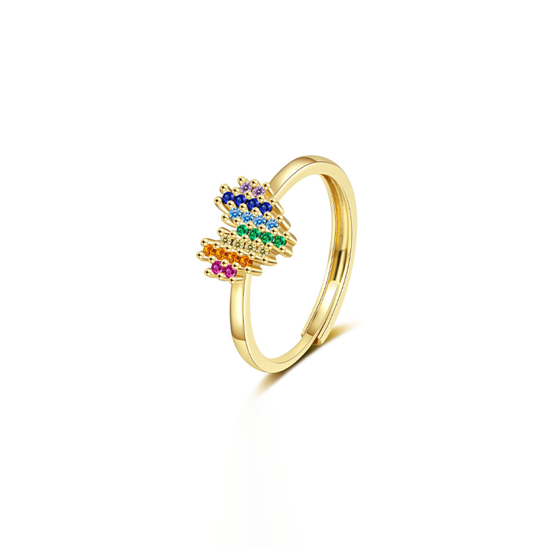 You Are the Rainbow of My Life Heart Rainbow Adjustable Ring