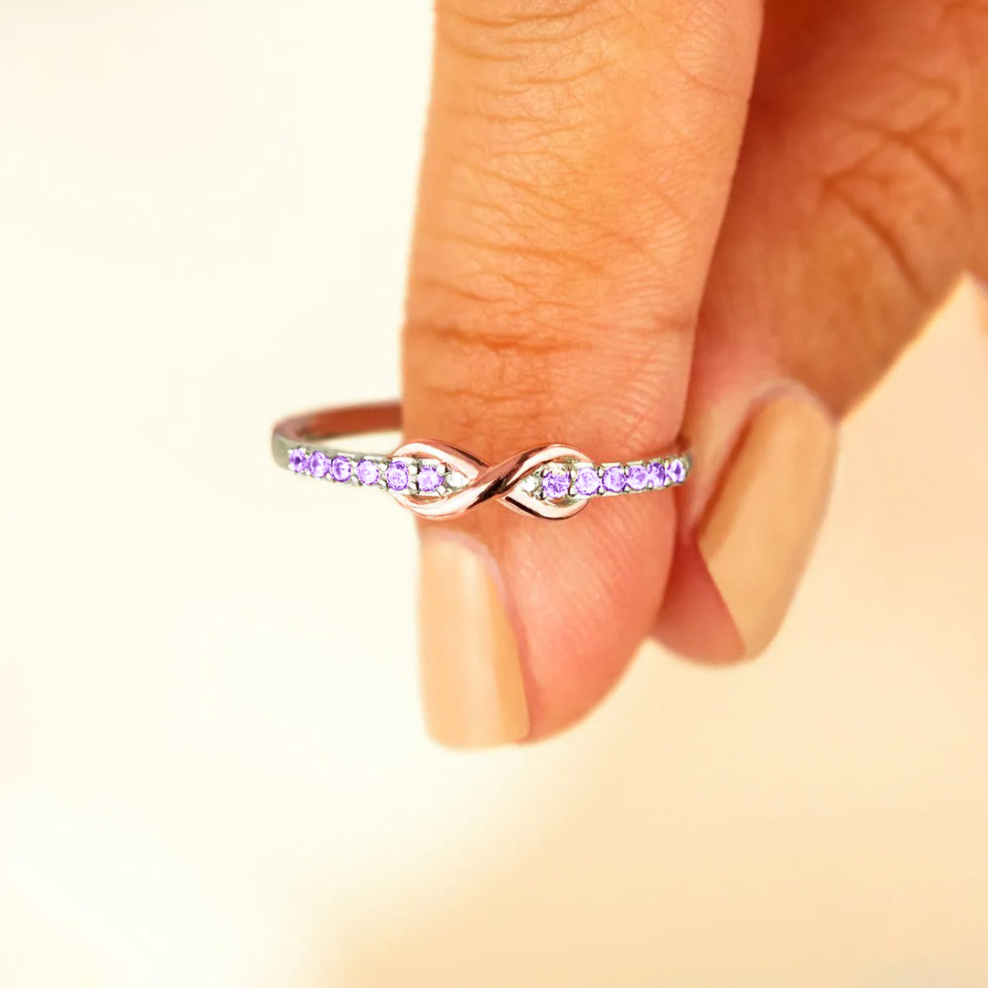 Alzheimer dementia awareness Purple Infinity Ring