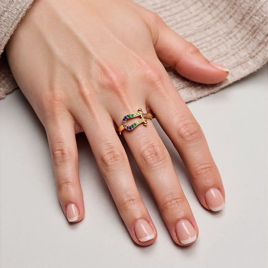 Autism Awareness-Horseshoe buckle adjustable ring