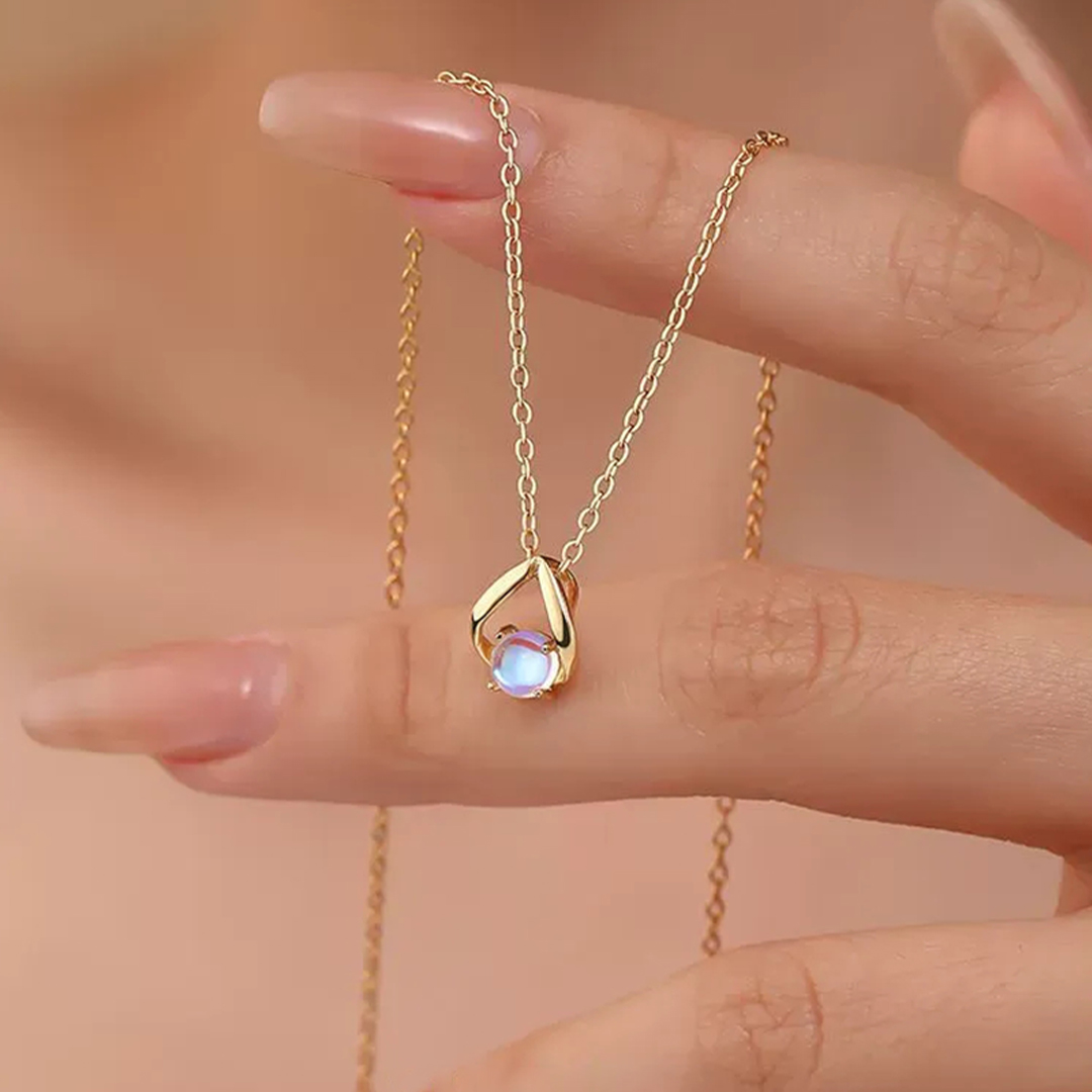 S925 New Beginnings Triangle Moonstone Necklace