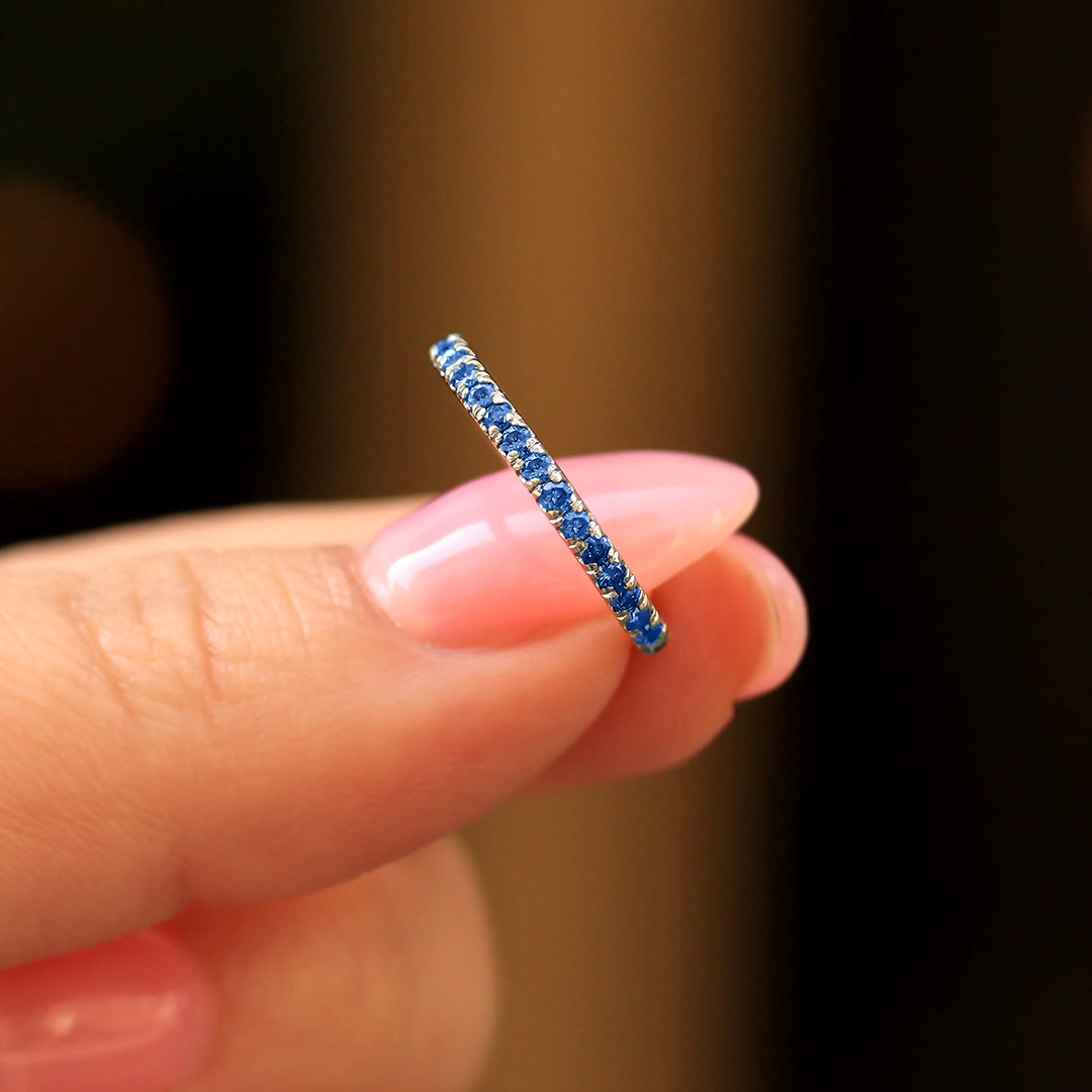Blue Crushed Crystal Circle Ring
