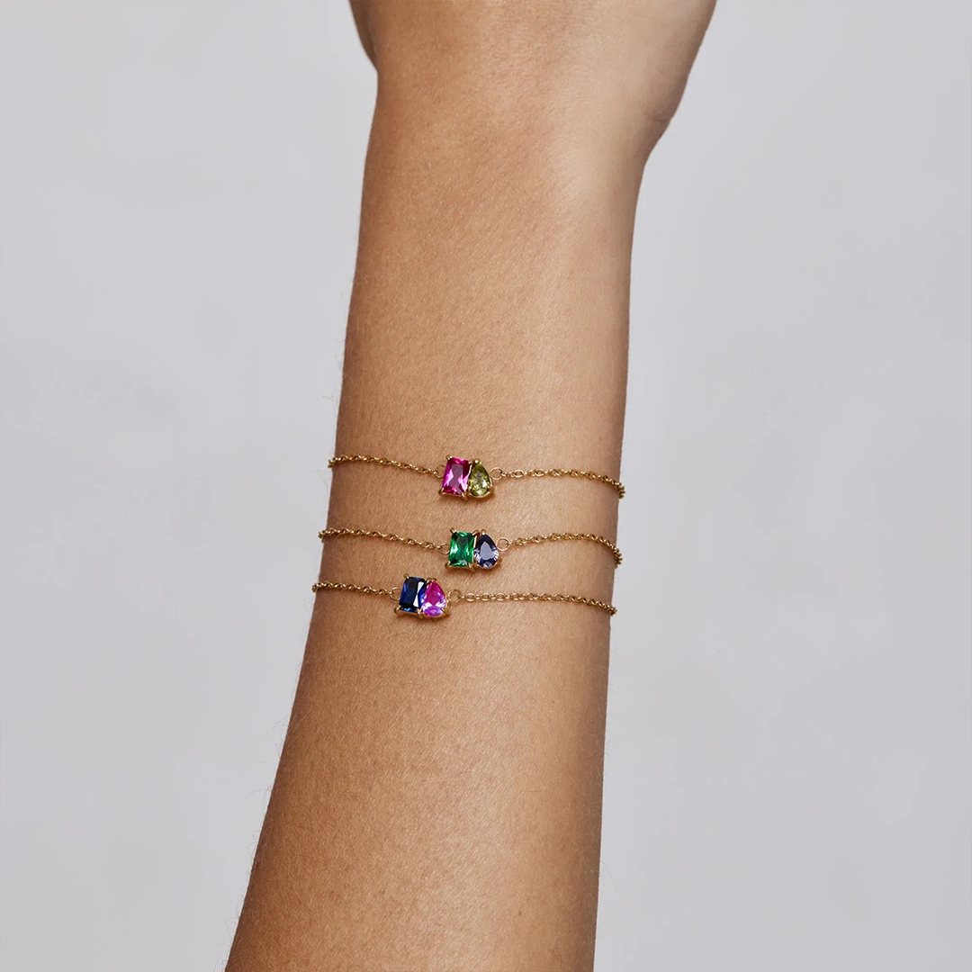 For Love -Irregular Two Birthstones Bracelet