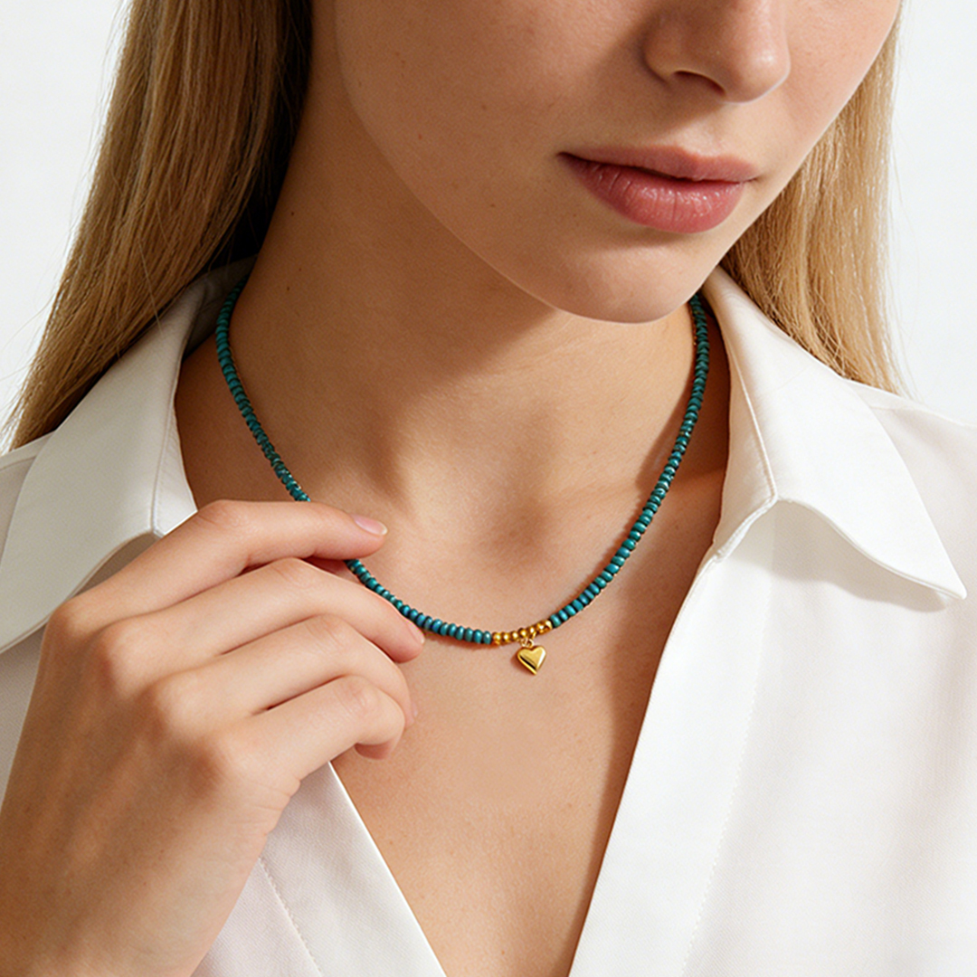 To My Granddaughter-Always keep me in your heart Turquoise Heart Necklace