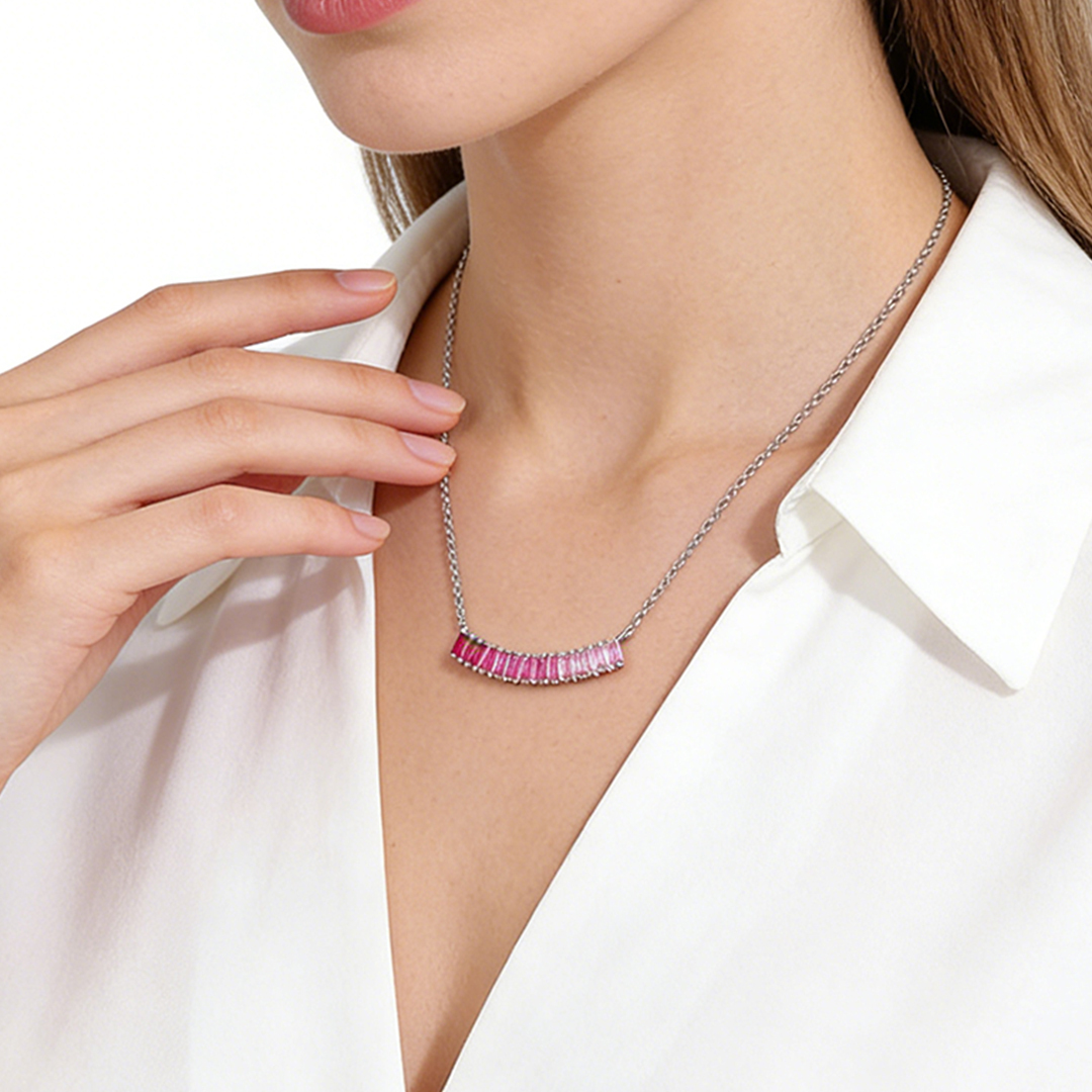 Breast Cancer Awareness-Pink Gradient Smiley Necklace