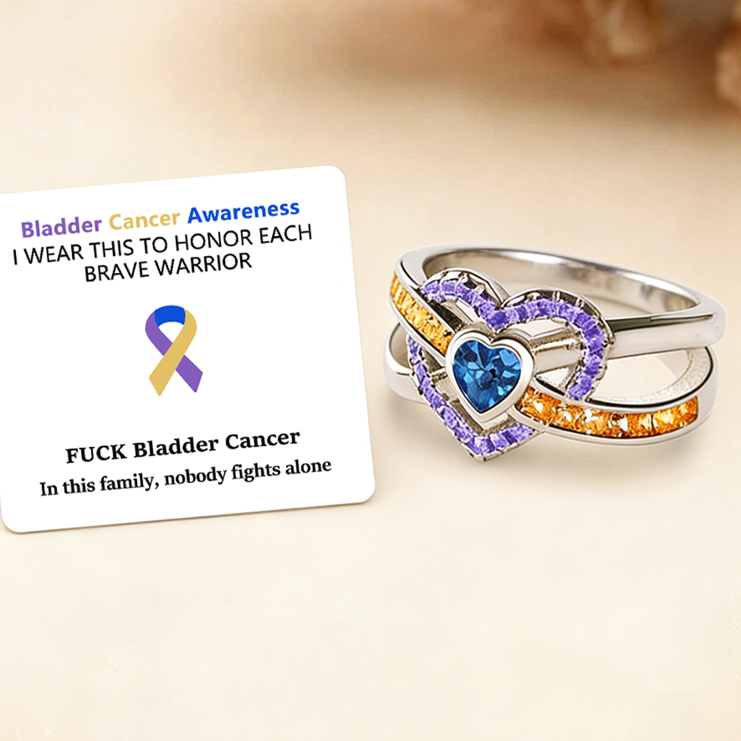 Bladder Cancer Awareness-Purple Yellow Blue Infinity Heart Ring