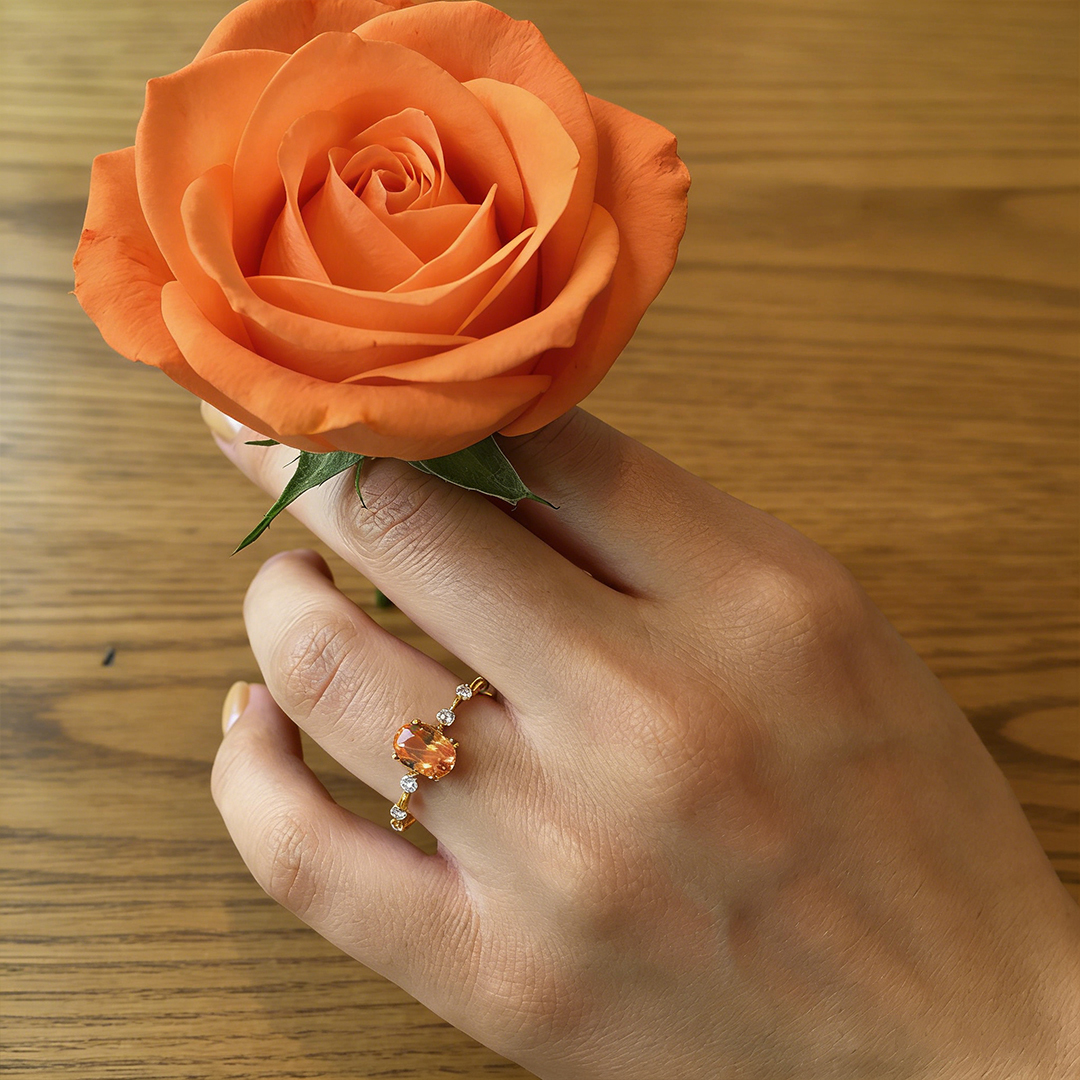Multiple Sclerosis Awareness-Orange Three Stone Diamond Ring