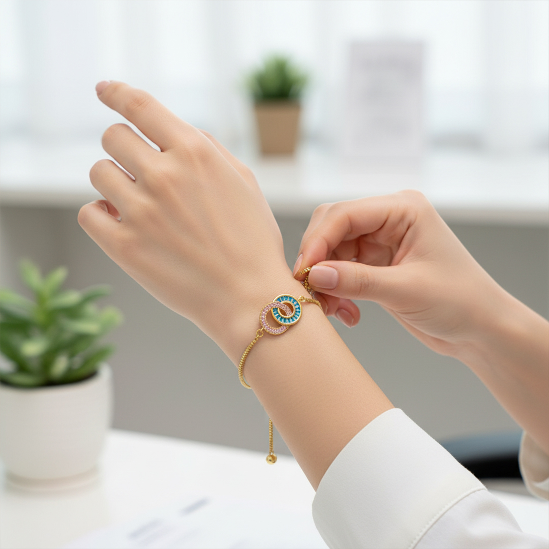 Mother & Daughter Customized Birthstones Circle Bracelet