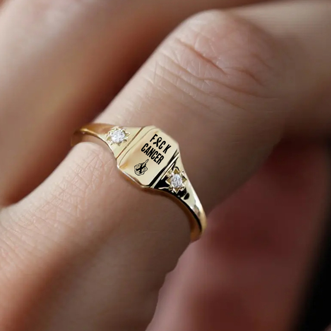 S925 FUCK Cancer Warrior Ring