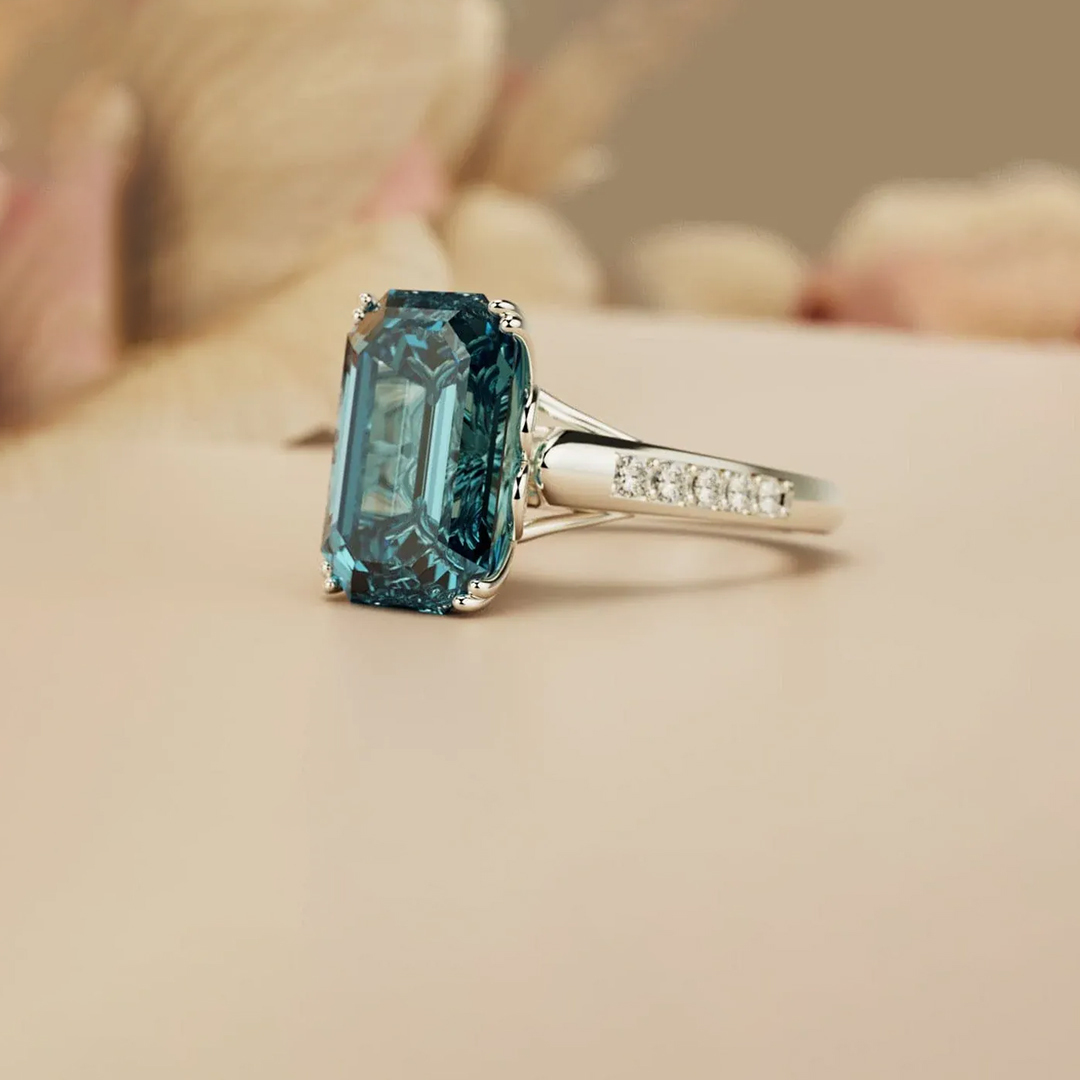 For Memorial - S925 Emerald Cut Diamond Ring