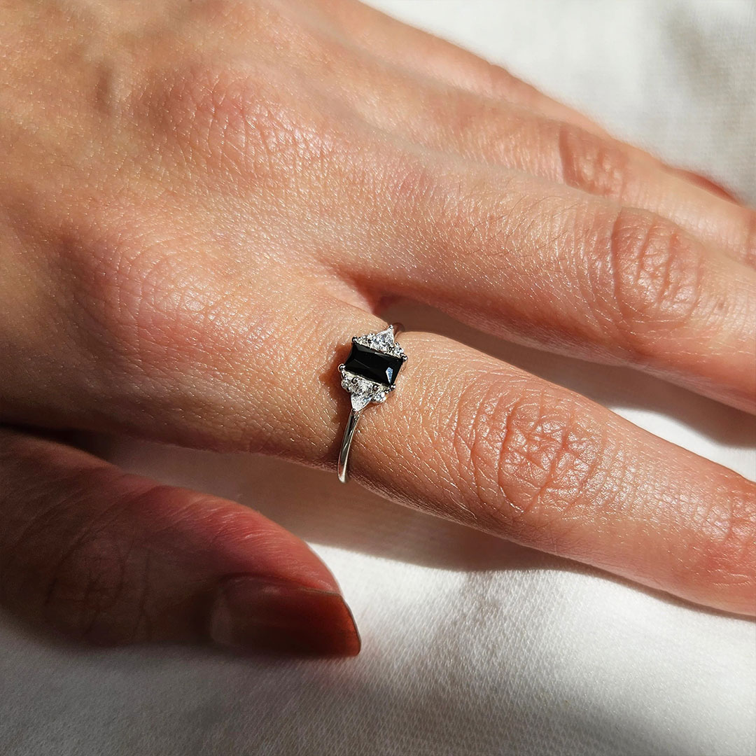 It's ok to not be ok-Black Square Diamond Ring