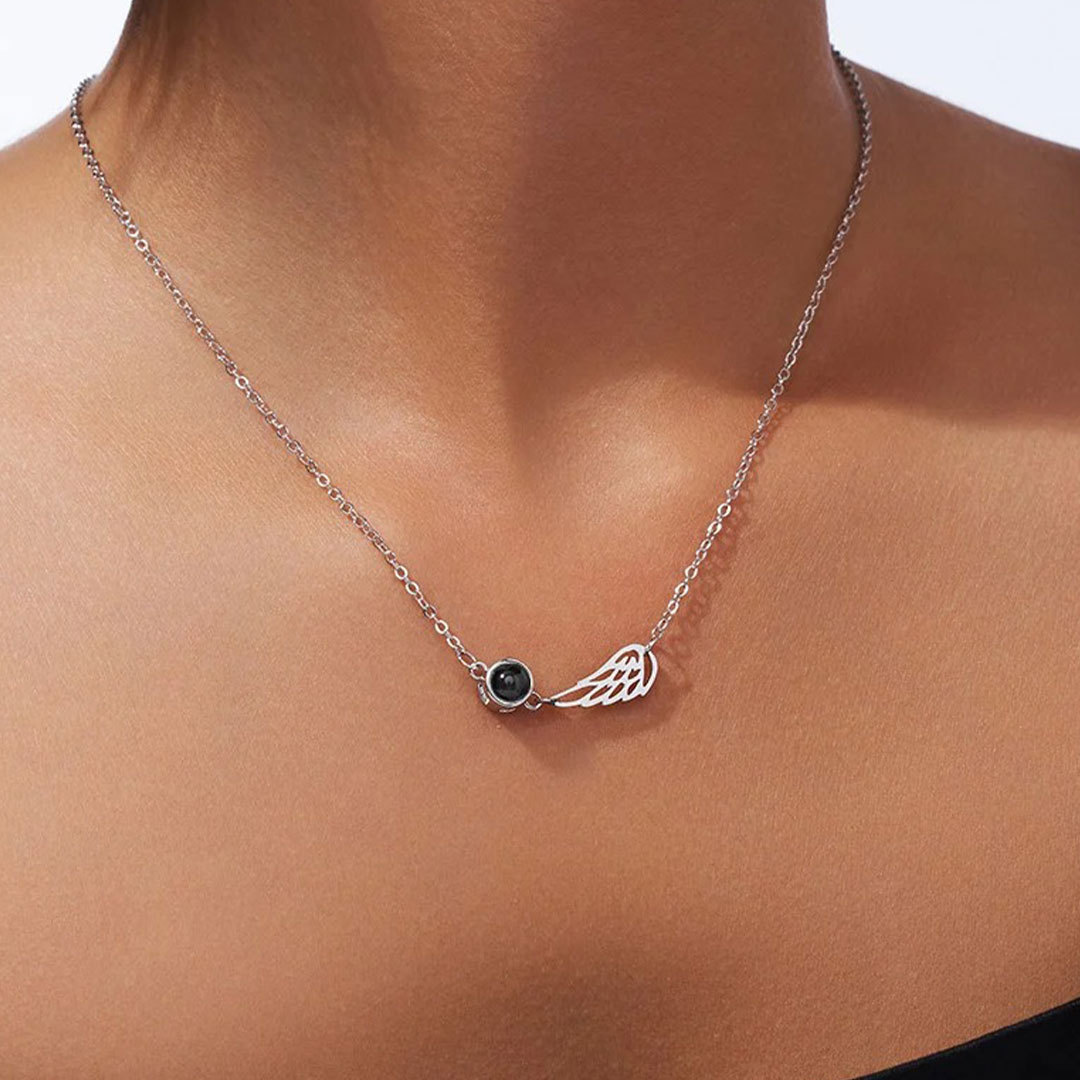 For Memorial - Wings projection photo custom necklace