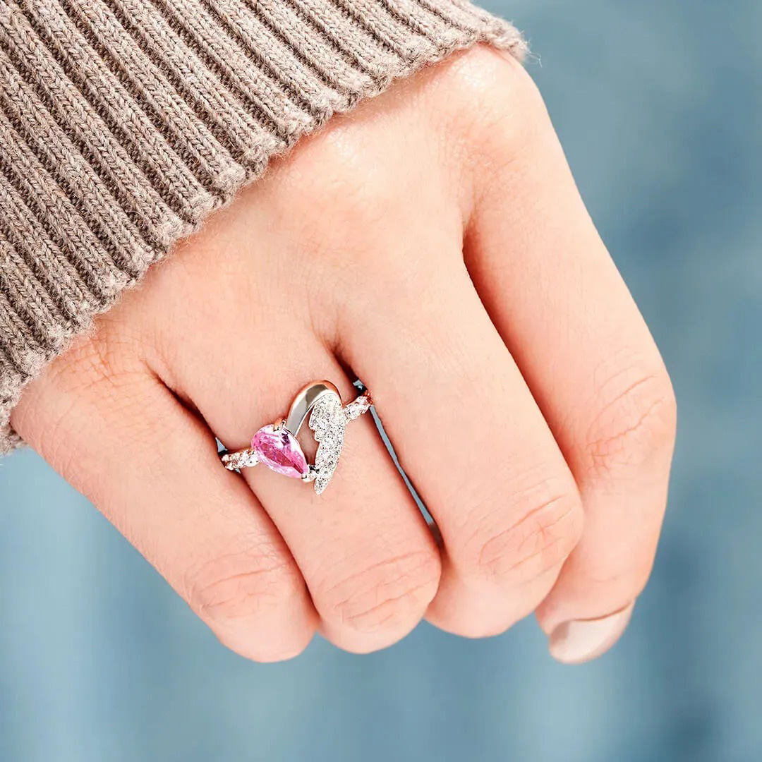 For Memorial - I  a wife to a husband with wings Heart Wings Ring